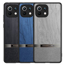 Capa de couro pu de madeira para xiaomi mi 11 lite, capa protetora ultra fina e da moda para xiaomi mi 11 redmi k40 2024 - compre barato