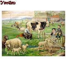 Farm animals cow and sheep 5d diy diamond painting Full square puzzle picture diamond embroidery round mosaic art home decor 2024 - buy cheap