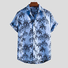 Mens Hawaiian Shirt Spring Summer Casual Shitrs Palm Leaf Printed Tropical Short Sleeve Beach Shirts Top Blouse 2024 - buy cheap