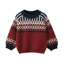 Suéter de malha solta para outono, pulôveres de algodão para bebês meninos e meninas, roupas de inverno para crianças, casaco listrado de suéter 2024 - compre barato