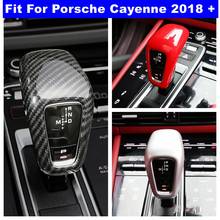 Car Accessories Gear Shift Head Handle Knob Frame Cover Trim Fit For Porsche Cayenne 2018 - 2021 Matte / Red / Carbon Fiber ABS 2024 - buy cheap