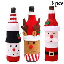 3 шт рождественские красные чехлы для винных бутылок сумка для праздника Санта Клауса шампанского бутылки рождественские украшения для дома 2024 - купить недорого