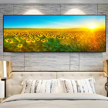 Nordic Landscape HD Sunflower Sunrise Oil on Canvas Painting  Posters and Prints Cuadros Wall Art Pictures Home Decoration 2024 - buy cheap