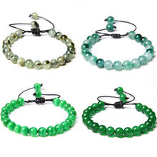 Pulseiras e braceletes de pedra natural verde, pulseiras para homens jades, bracelete feminino trançado de personalidade, joias de cura 2024 - compre barato