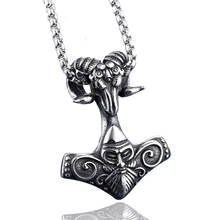 Men's Viking Goat Warrior Thor's Hammer Mjolnir Stainless Steel Pendant Necklace Chain 2024 - buy cheap