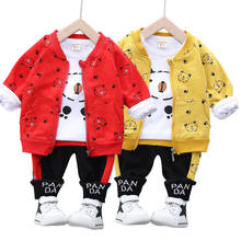 Baby boy clothes three-piece baby boy spring and autumn three-piece suit boy cartoon bear print bottoming shirt jacket suit 2024 - buy cheap