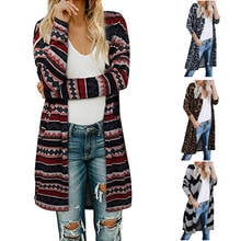 2022 Autumn Cardigan New Ladies Fashion Crew Neck Casual Leopard Print Knit Coats Long Sleeve Women Oversized Knitted Cardigans 2024 - buy cheap