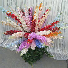 Delphinium de tallo largo falso, simulación Consolida Ajacis para boda, flores artificiales decorativas para el hogar, 45,26 "de longitud, 7 Uds. 2024 - compra barato
