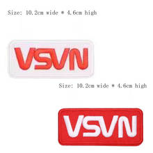 Free shipping red VSVN 10.2cm wide embroidery iron on sew on emblemas for DIY left chest/stitch/borduren/white texts/borduren 2024 - buy cheap