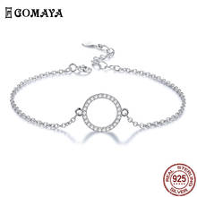 GOMAYA Genuine 925 Sterling Silver Bracelet For Women 5A Clear Cubic Zirconia Round Circle Charm Bracelets Wedding Fine Jewelry 2024 - buy cheap