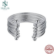 INALIS-pulsera de cobre abierta para mujer, brazalete redondo ancho, geométrico, blanco, joyería de moda de cumpleaños, recomendado 2024 - compra barato