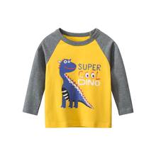 Camiseta con estampado de dibujos animados para niños y niñas, Tops de algodón de manga larga, ropa de otoño 2024 - compra barato
