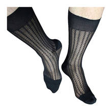 Black Men Zigzag Silk Socks, Sheer See Through, Sexy Formal Dress Suit Male Socks Fetish Collection 2024 - buy cheap