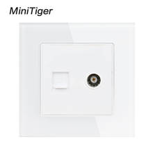 Minitiger-Panel de cristal de lujo, 1 Banda, RJ11, 2 núcleos, teléfono con TV hembra, toma de corriente de pared 2024 - compra barato