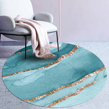 Alfombra redonda azul y verde con tira dorada, alfombra antideslizante para silla, mesa de centro, alfombrilla decorativa para inodoro, alfombra para dormitorio y cabecera 2024 - compra barato