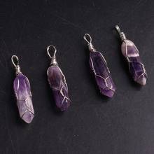 50PCS Hexagonal Column Necklace Pendant Natural Amethysts Stone Reiki Healing Pendulum For Fine Jewelry Making For Radiesthesia 2024 - buy cheap