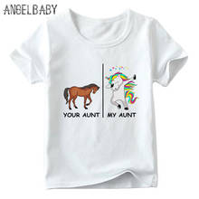 Camiseta con estampado de dibujos animados para niños y niñas, ropa divertida informal de su tía, caballo, mi tía, unicornio, ooo5261 2024 - compra barato