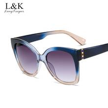 LongKeeper-gafas de sol de estilo ojo de gato para mujer, lentes de sol femeninas de gran tamaño, diseño de marca, gradiente, Retro, Vintage, UV400, 2021 2024 - compra barato