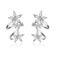 Silver Color Earcuff Flower Clip-on Earrings Crystal Zircon Jewelry For Women New Jewelry S-E329 2024 - buy cheap