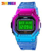 Skmei relógio digital feminino 5bar, relógio esportivo à prova d'água com cronômetro para mulheres, relógio digital com led e cronômetro 2024 - compre barato