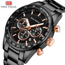 Mini focus relógio masculino de pulso cronógrafo, preto de aço quartzo luxuoso com data 24 horas empresarial esportivo casual 2024 - compre barato