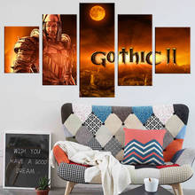 5 piece Gothic 2 Game Poster Artwork Canvas Wall Art Painting for Living Room Wall Decor with framed 2024 - buy cheap