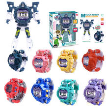 Deformação robô relógio crianças eletrônico relógio de pulso robôs transformação criativo dos desenhos animados figuras brinquedos crianças presente 2024 - compre barato