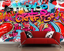 Papel de pared infantil personalizado, Arte abstracto urbano de estilo hip hop, murales de grafiti para dormitorio, Fondo de sofá, papel decorativo 2024 - compra barato