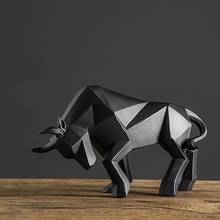 [Mgt] resina geométrica bison, escultura de boi abstrata para escritório, decoração para casa, arte, artesanato, acessórios, presente de aniversário 2024 - compre barato