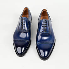 Sapatos masculinos de couro estilo oxford, respirável e elegante com ponta marrom, para casamento 2024 - compre barato
