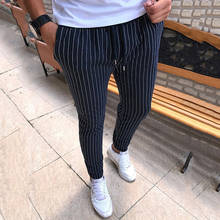 New Striped Pencil Pants Mens 2019 Casual Drawstring Trousers Male Street Fashion Breathable All-match Trousers Men Streetwear 2024 - buy cheap