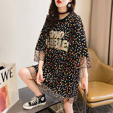 2021 New Fashion Dot Embroidery Lace Women T shirt Casual Loose Short Sleeve Basic Tshirt Plus Size Harajuku Hip Hop Tees PD059 2024 - buy cheap
