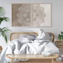 Original bege taupe mandala arte da parede pintura em tela cartaz moderno impressão de parede imagem sala estar decoração 2024 - compre barato