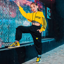 Hip Hop Costumes Long Sleeve Yellow Tops Black Pants For Girls Ballroom Jazz Dance Clothes Street Stage Performance Wear 2024 - buy cheap