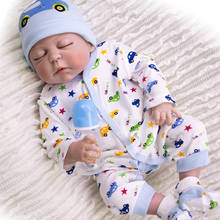 Muñeca realista de bebé recién nacido, muñeco de cuerpo de vinilo de silicona completo, 23 ", 57cm, ojos cerrados, se puede bañar 2024 - compra barato