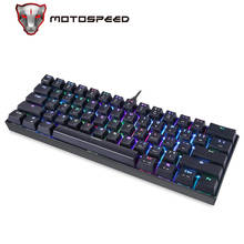 Motospeed ck61gamer teclado mecânico inglês vermelho, interruptor azul metal com fio led retroiluminado rgb anti-ghosting para jogadores 2024 - compre barato