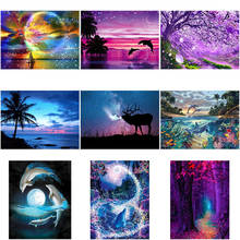 DIY 5D Diamond Painting Dolphin Sky Starry Cross Stitch Dragon Diamond Embroidery Full Round Drill Rhinestones Art Home Decor 2024 - buy cheap