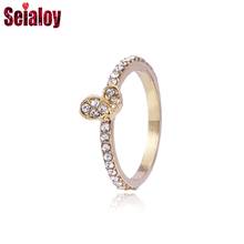 Seialoy brilhante cristal ouro borboleta anéis para mulheres meninas original empilhável prata cor anel ajuste casal família festa jóias 2024 - compre barato