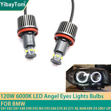 Bombillas LED de marcador de Ojos de Ángel para coche, lámpara de 2p, 120W, 6000K, para BMW E81, E82, E87, E88, E90, E92, M3, E93, E60, E70, X5, E71, X6, X6M, E89, Z4, 2007-UP 2024 - compra barato