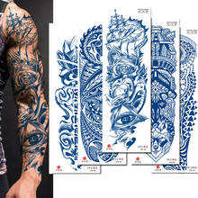 Adesivo de tatuagem temporário à prova d'água, suco, grande braço inteiro, flor de dragão, barco, flash, arte corporal, moda feminina, homem 2024 - compre barato