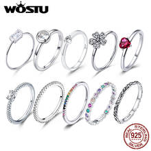 WOSTU Authentic 925 Sterling Silver Forever Clear CZ Circle Round Finger Rings Women Wedding Dropshipping Fine Jewelry Gift 2024 - buy cheap