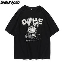 Single Road Men's T-shirt Men 2022 Summer Rabbit Print T-shirts Japanese Streetwear Harajuku Plus Size Oversized T Shirt For Men 2024 - buy cheap