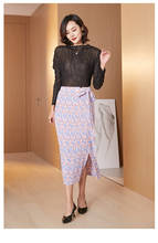 HOT SELLING Miyake fold Wide-brimmed twill pleated Weave Sumizome print lacing Split skirt IN STOCK 2024 - buy cheap