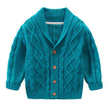 Suéter cardigã infantil de manga comprida com decote em v, blusa de inverno de cor sólida casual da moda para crianças de 1-10 anos 2024 - compre barato