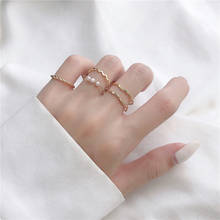 Conjunto de 5 peças de feminilidade em anel, moda simples, pérola ondulada, combinação de cinco peças de feminilidade 2024 - compre barato