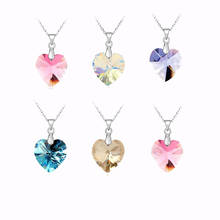 Wholesale Mix Austrian Crystal 925 Sterling Silver  Jewelry Heart Pendant Necklace Collar Woman Accessories Gift 2024 - buy cheap