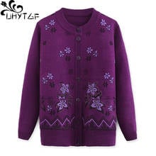 UHYTGF Women's jacket Fashion beaded knitted women's spring autumn sweater coat round neck cardigan elastic sweater Female 754 2024 - buy cheap