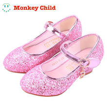 Children Princess Shoes student dance shoes for Girls High Heel Sandals Dress Purple Kids Leather Glitter Crystal Shoes Banquet 2024 - buy cheap