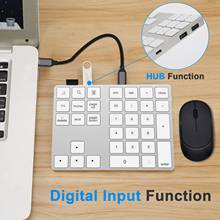 2 in 1 Numeric Keyboard with 2*USB 3.0 HUB Port 34Keys Bluetooth Mini Keyboard Aluminum Caculator Keyboard for Laptop/Tablet 2024 - buy cheap