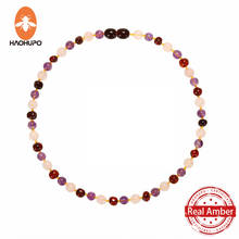 HAOHUPO Top Hot Quality Cherry Fashion Nature Stone Baltic Jewelry Amber Necklace Women Necklace Jade Handmade Baby Necklace 2024 - buy cheap